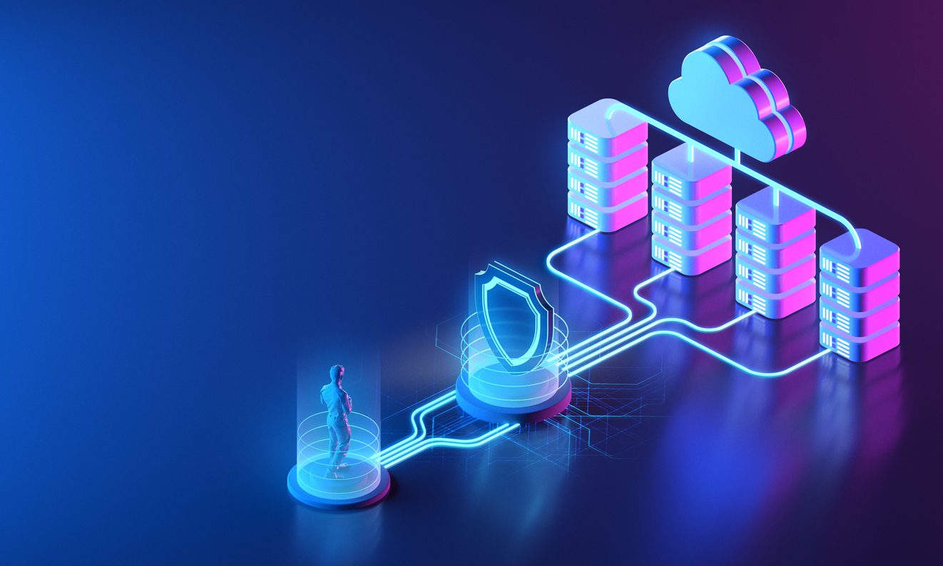 Secure network concept Secure network concept. Isometric 3D render.