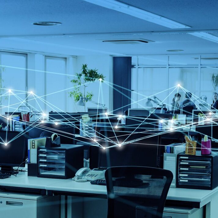 Business office and communication network concept. Business office and communication network concept.